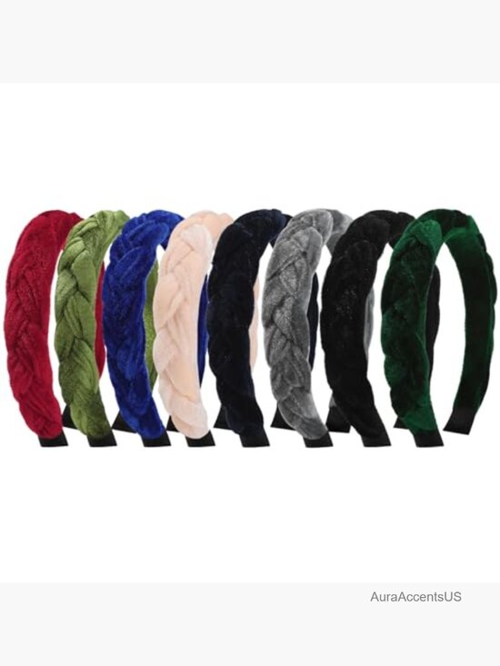 8 Pack Velvet Braided Headbands - Stretchy Hair Accessories main image 6